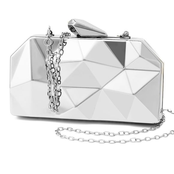 Lattice Pattern Metal Evening Clutch Bag, Geometric Evening Clutch Purse ;) - Picture 1 of 7